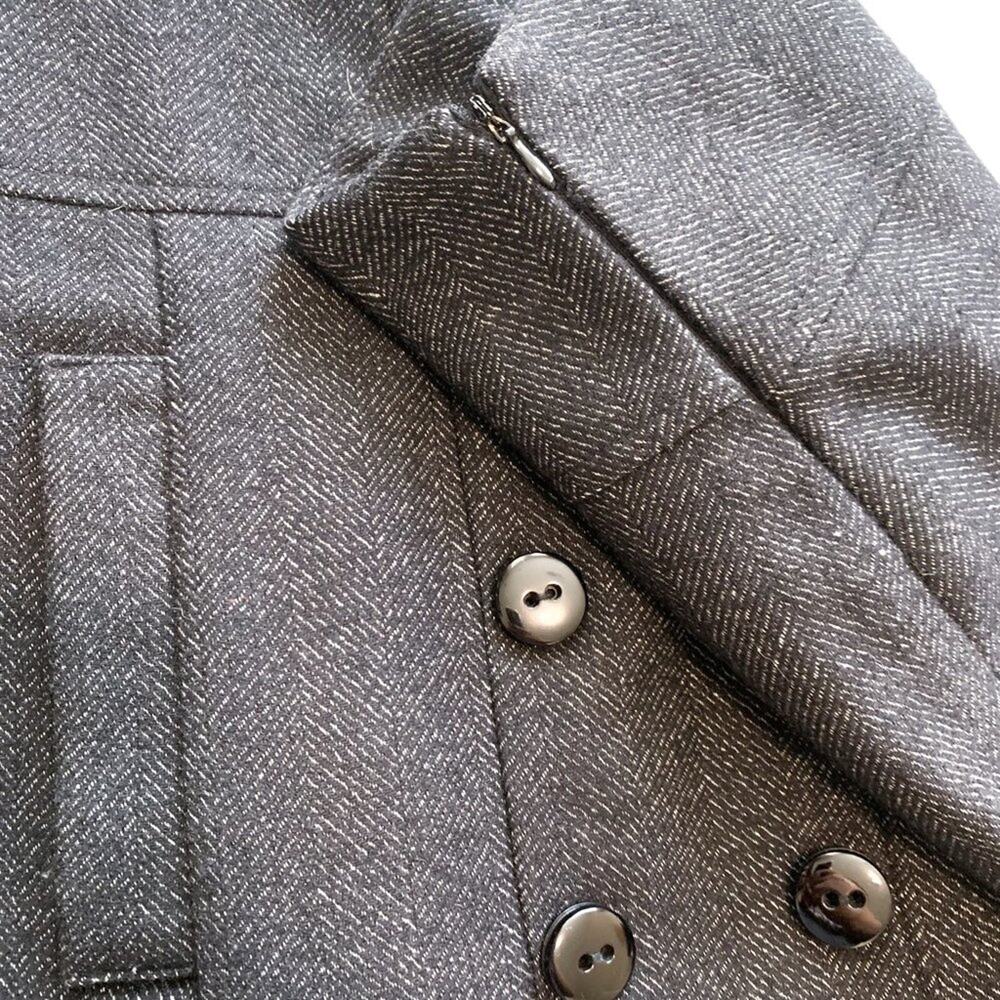 Zara Basic Herringbone Wool Blend Button Front Po… - image 7